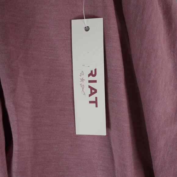 Ariat Flowy Francesca Top Nostalgia Rose Oversized Fit Split Neck Shark Bite Hem - Picture 4 of 10